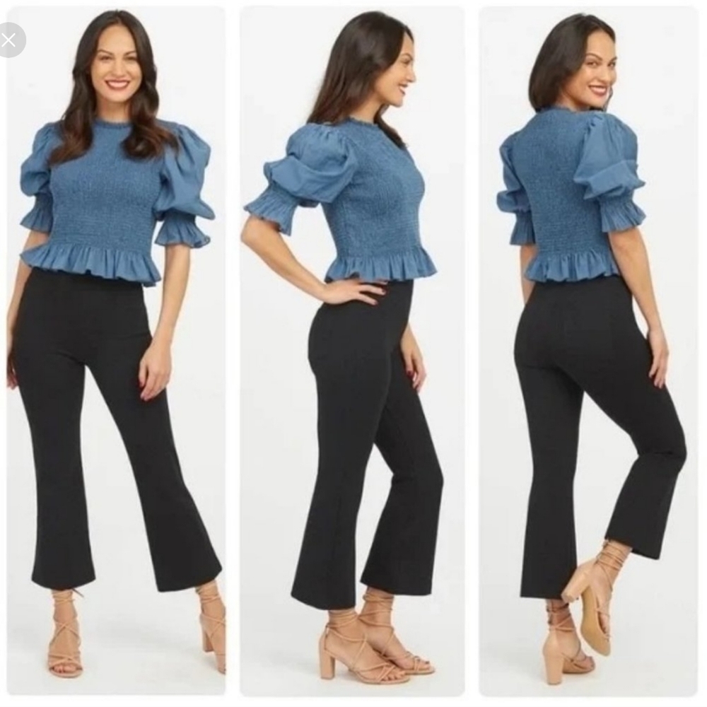 Spanx The Perfect Black Pant Cropped Flare Leg Ponte Size Medium